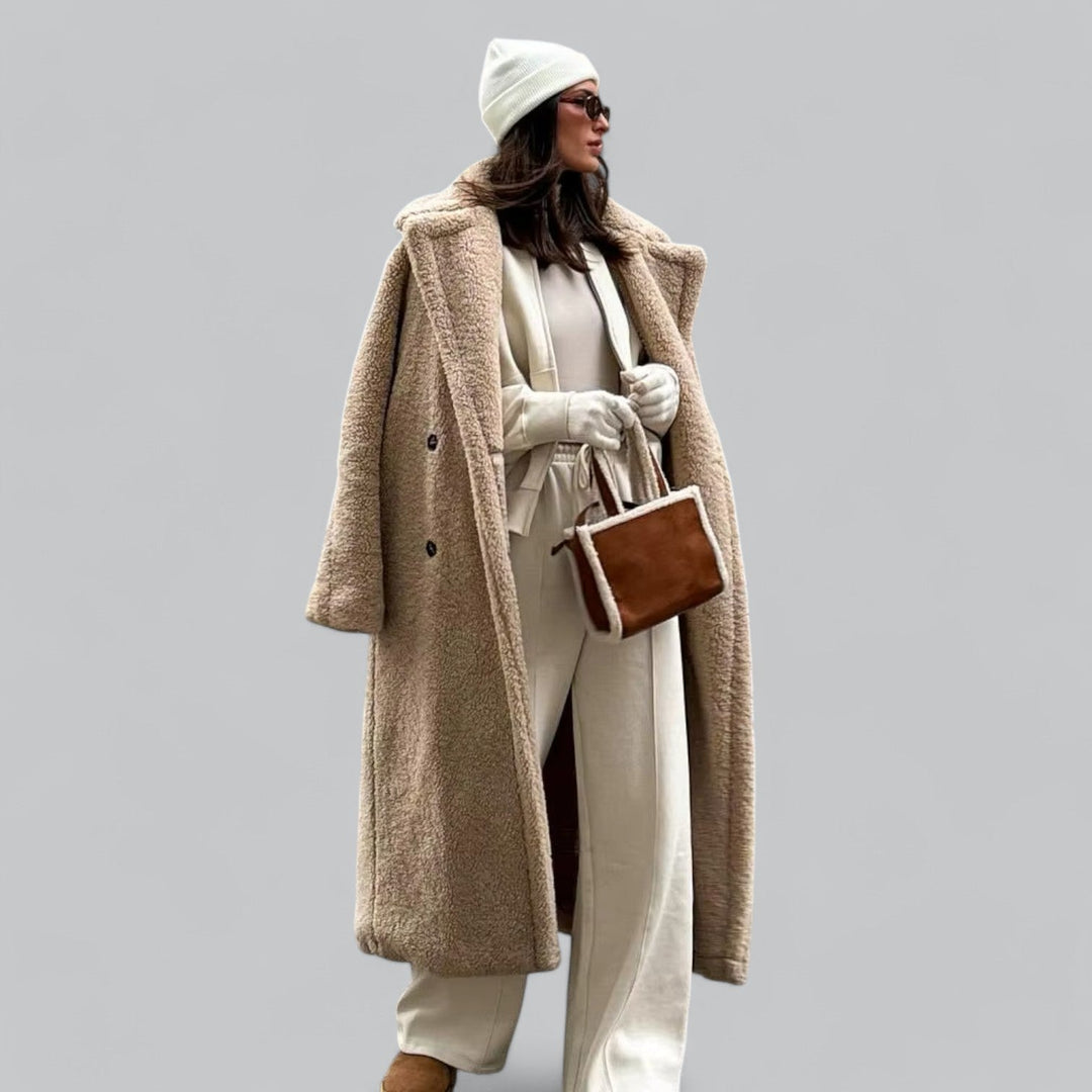  Classic Loose Teddy Faux Fur Long Coat Maxi Jacket