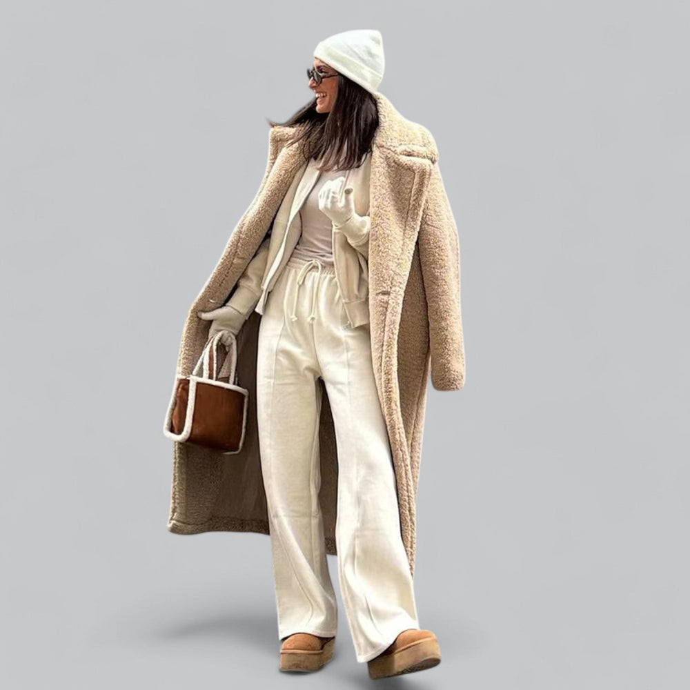  Classic Loose Teddy Faux Fur Long Coat Maxi Jacket