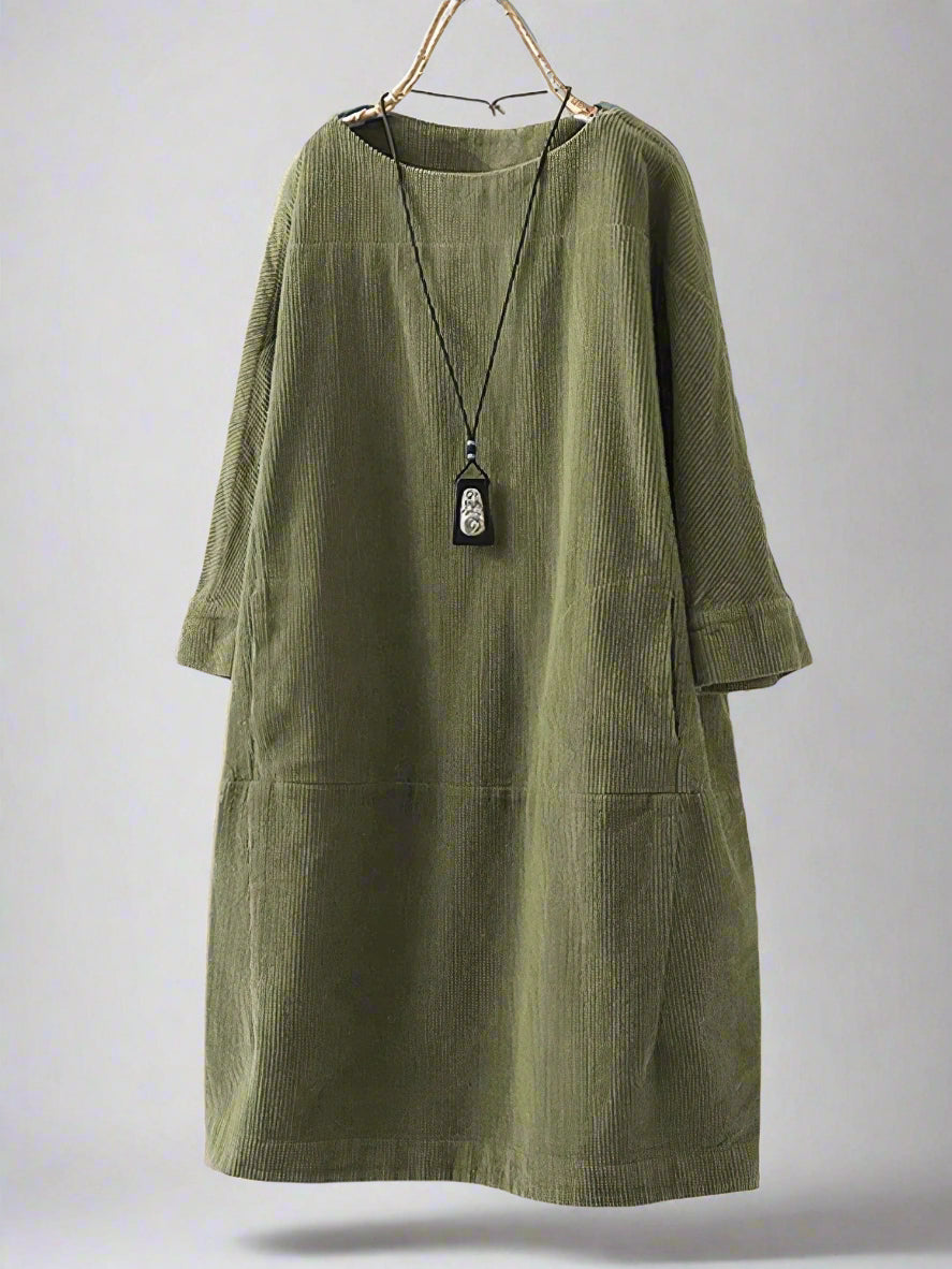 Relaxed Corduroy Tunic Dress