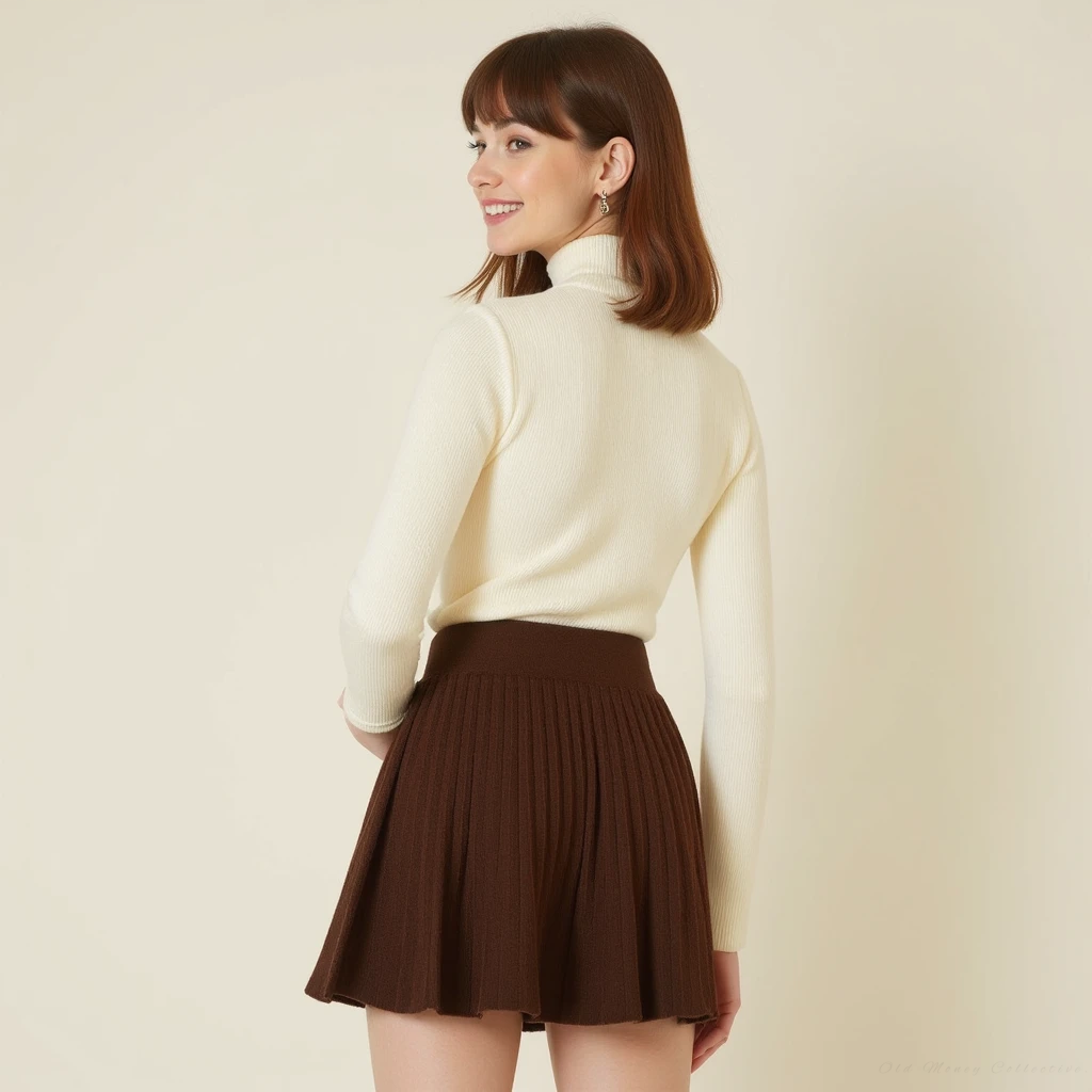 Oxford Pleated Wool Mini Skirt
