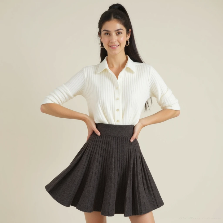 Oxford Pleated Wool Mini Skirt
