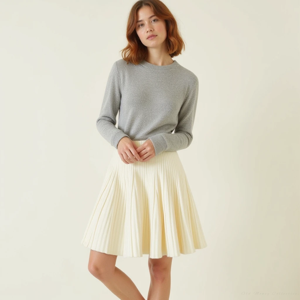 Oxford Pleated Wool Mini Skirt